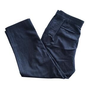 GIORGIO ARMANI High Rise Cropped Pants Trousers Worsted Wool Navy Italy 42 US 8